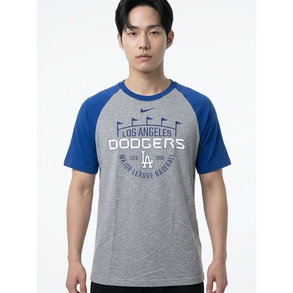 NIKE | Los Angeles Dodgers Gray and Blue Raglan T-Shirt Men’s Size Medium